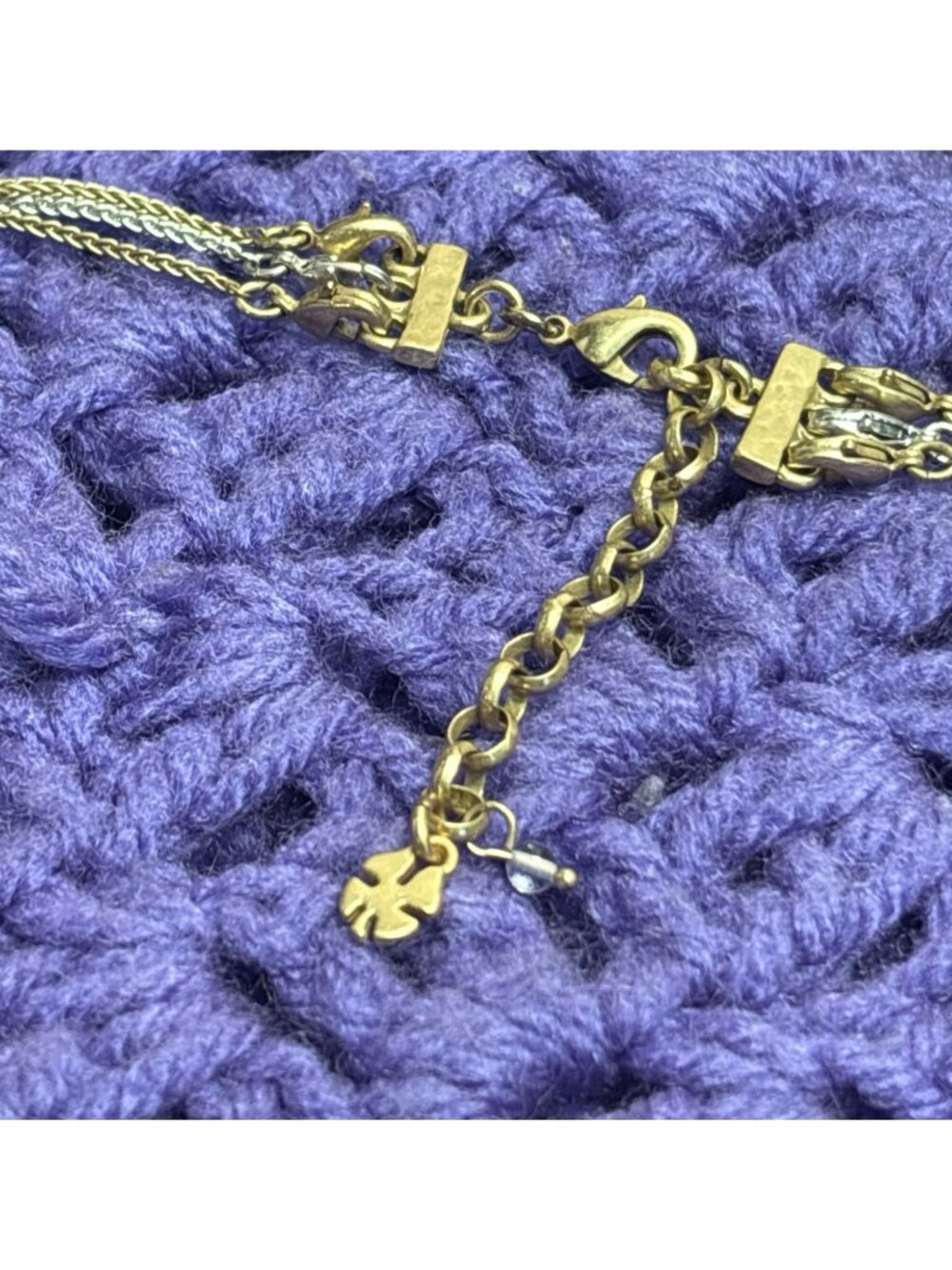 Lucky Brand 3 in 1 Necklace Goldtone Silvertone Black Rhinestones Boho Retro - Picture 4 of 4